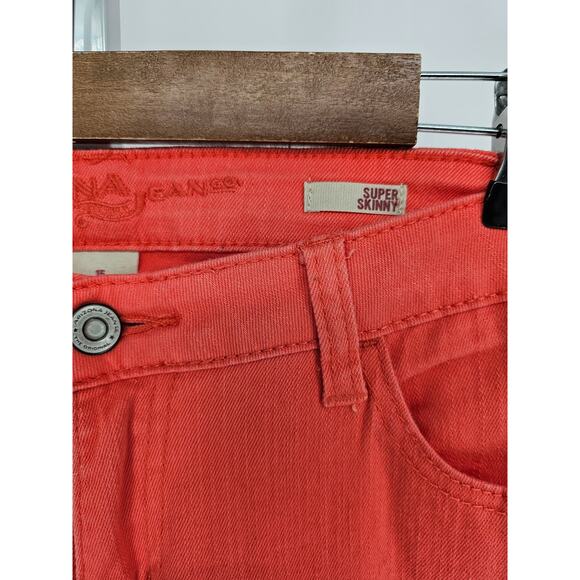 Arizona Jean Co Juniors Sz 15 Super Skinny Mid Rise Jeans Coral Orange Pink - Picture 3 of 5
